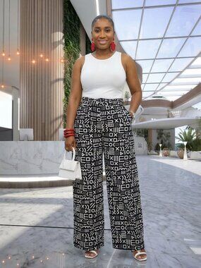 African Print Monochrome Trousers